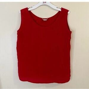 Vintage Silky Way 100% Silk Sheer Red Sleeveless Women's Top size medium